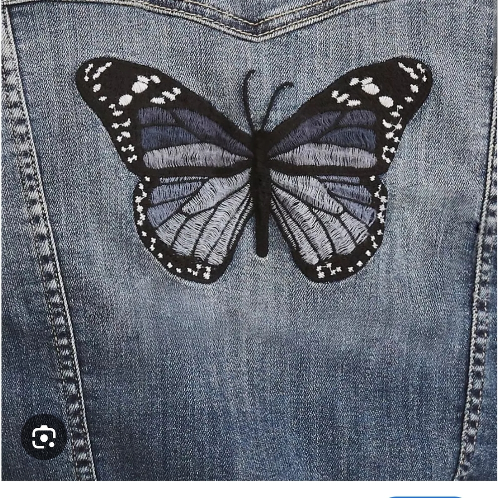 Blue Denim Jeans with Butterfly Embroidery